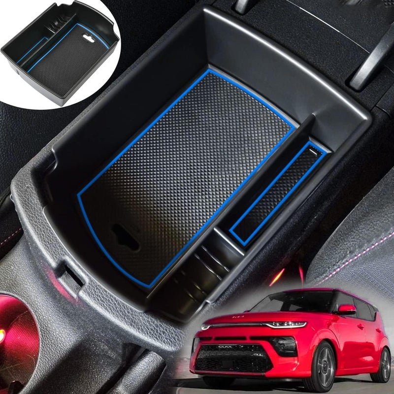 TACOBRO TACORBO Center Console Organizer for KIA Soul 2020-2022 - ABS Insert Tray with Blue Accents - Image 1