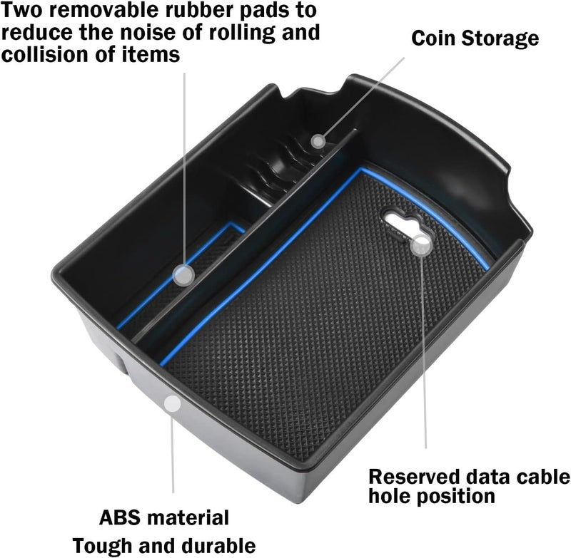 TACOBRO TACORBO Center Console Organizer for KIA Soul 2020-2022 - ABS Insert Tray with Blue Accents - Image 2