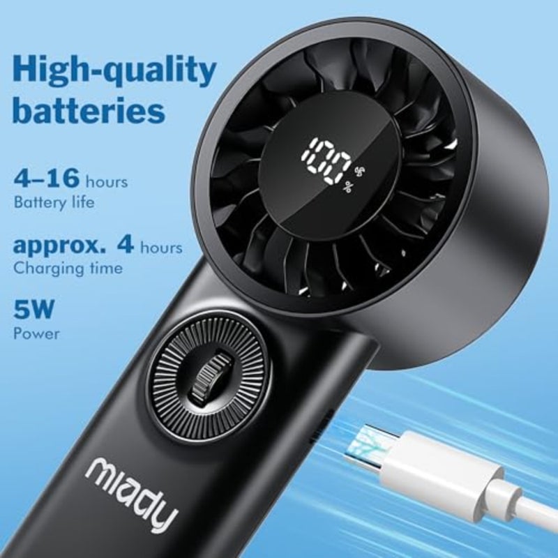 2-Pack Portable Handheld Turbo Fan 1-100 Speed Personal Fan with LED Display, 4-16 Hours Runtime Personal Electric for Travel Office Outdoor - Image 3