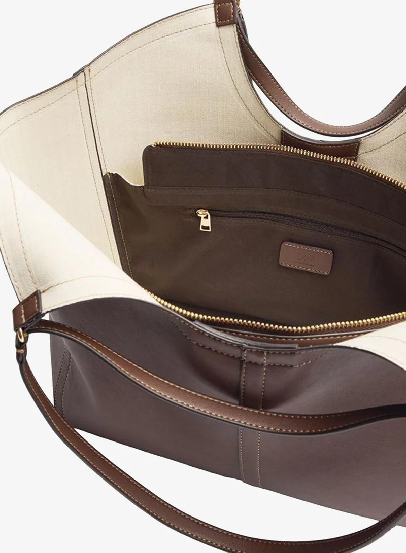 Parfois Brown Shopper Bag With Topstitching L for Women | Best Price UAE