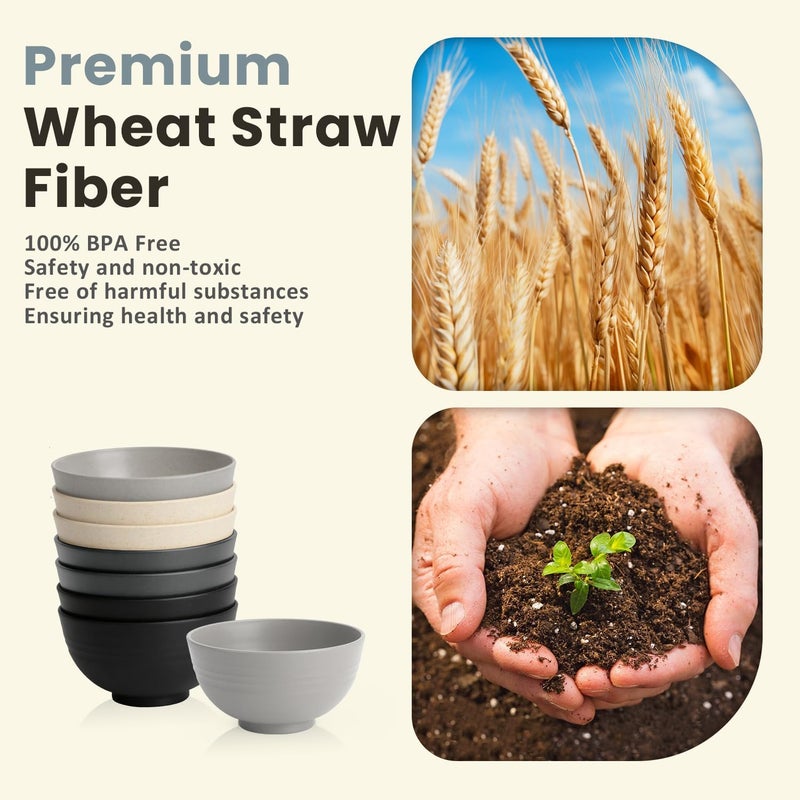 Homienly Cereal Bowl Set, Wheat Straw Fiber Unbreakable Lightweight Bowls Set - Image 3