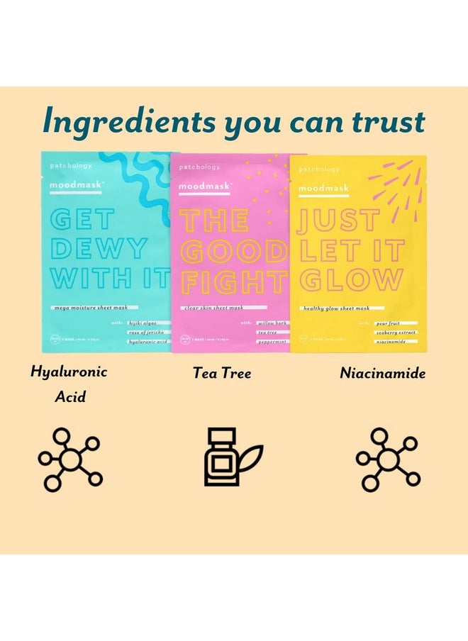 Patchology "All The Feels Sheet Masks - Hydrating Face Masks For Dry Skin And Blotchy Redness. Facial Sheet Mask Skincare Treatment To Reduce Puffiness, Redness And Wrinkles (3 Piece Set)  - Image 4