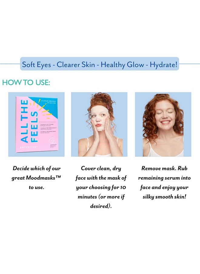 Patchology "All The Feels Sheet Masks - Hydrating Face Masks For Dry Skin And Blotchy Redness. Facial Sheet Mask Skincare Treatment To Reduce Puffiness, Redness And Wrinkles (3 Piece Set)  - Image 5
