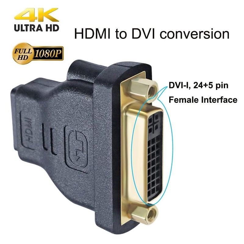 Tobo DVI Female to HDMI Female Adapter HDMI to DVI-I Converter Bi-Directional 24+5 Port 4K 1080p Video for Computer Monitor PC TV Box Home Cinema Display (TD-1392H) - Image 4
