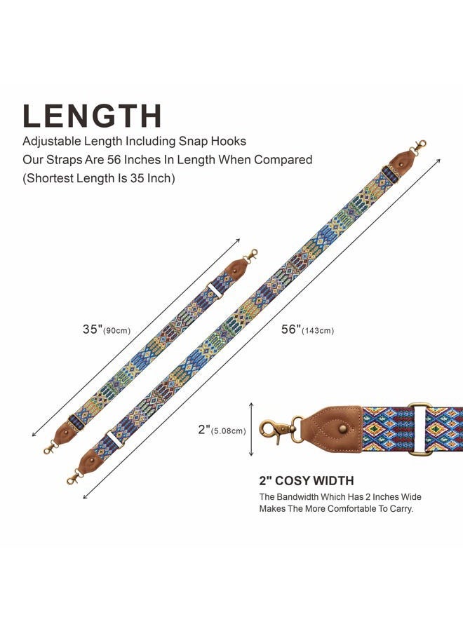 Nefelibata Purse Strap-2"Crazy Horse Leather Wide Shoulder Strap Adjustable Replacement,Retro Jacquard Embroidery Multi-pattern Crossbody Bag Straps for Handbag,Crossbody Bags,Shoulder Bags(Embroidery red) - Image 5