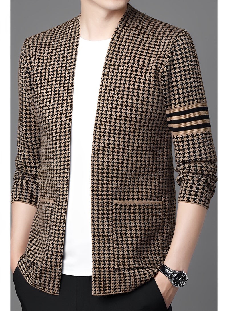 REOCLE Men's Knitted Cardigan Long Sleeve Jacket Cotton Sweater with Pockets Jacket Outerwear  - Image 2
