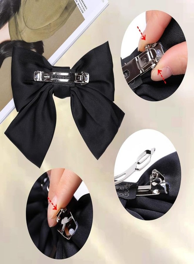 CHIROGRAPHY مجموعة CHIROGRAPHY من قطعتين من ربطات الشعر السوداء الكبيرة الفاخرة، مشابك شعر على شكل ربطة شعر للنساء والفتيات، ربطات شعر حمراء، مشابك شعر من الساتان بطول 8 بوصات، إكسسوارات شعر للنساء (أسود وأحمر). - Image 5