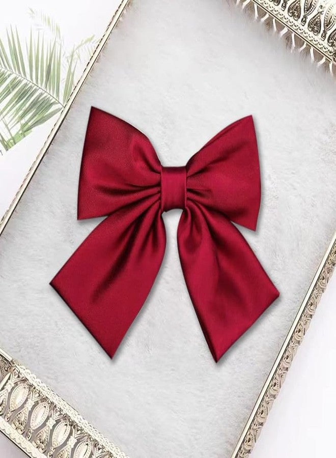 CHIROGRAPHY مجموعة CHIROGRAPHY من قطعتين من ربطات الشعر السوداء الكبيرة الفاخرة، مشابك شعر على شكل ربطة شعر للنساء والفتيات، ربطات شعر حمراء، مشابك شعر من الساتان بطول 8 بوصات، إكسسوارات شعر للنساء (أسود وأحمر). - Image 3