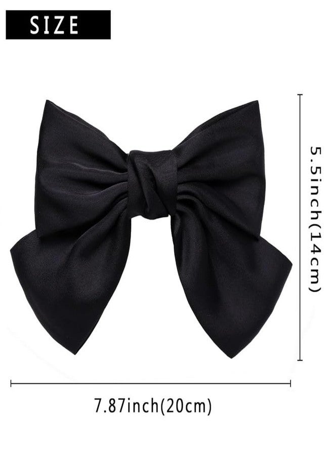 CHIROGRAPHY مجموعة CHIROGRAPHY من قطعتين من ربطات الشعر السوداء الكبيرة الفاخرة، مشابك شعر على شكل ربطة شعر للنساء والفتيات، ربطات شعر حمراء، مشابك شعر من الساتان بطول 8 بوصات، إكسسوارات شعر للنساء (أسود وأحمر). - Image 2