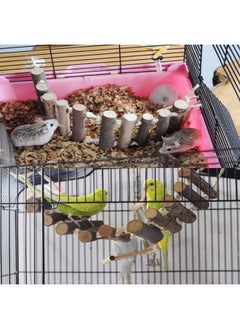 TOPINCN Wooden Bird Hanging Ladder, Parrot Rope Wood Ladder with Rope Swing Bridge for Lovebirds Parakeets Parrots African Grey Cockatiel Pet Training Toys  - Image 2