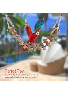 TOPINCN Wooden Bird Hanging Ladder, Parrot Rope Wood Ladder with Rope Swing Bridge for Lovebirds Parakeets Parrots African Grey Cockatiel Pet Training Toys  - Image 1