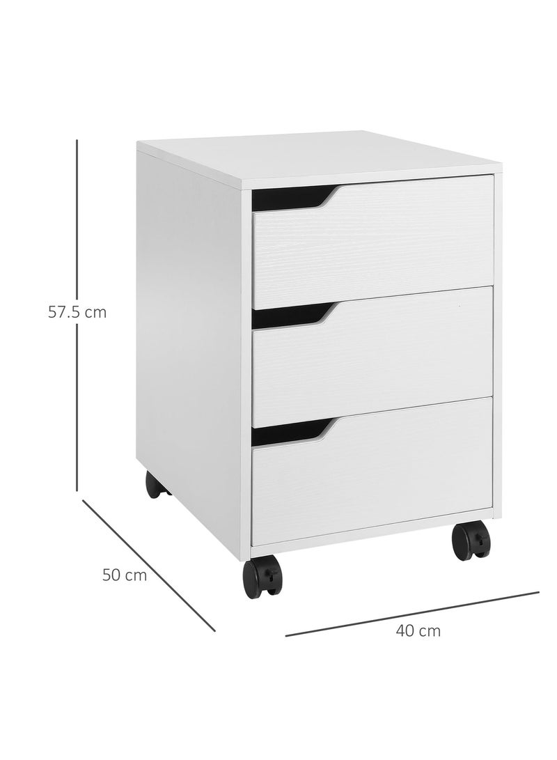 يانارا خزانة ملفات عمودية متحركة بعجلات، 3 أدراج – خزانة ملفات مكتبية خشبية توضع تحت المكتب للمكاتب المنزلية، تصميم ضيق لتوفير المساحة، سهلة التجميع، لون أبيض - Image 4