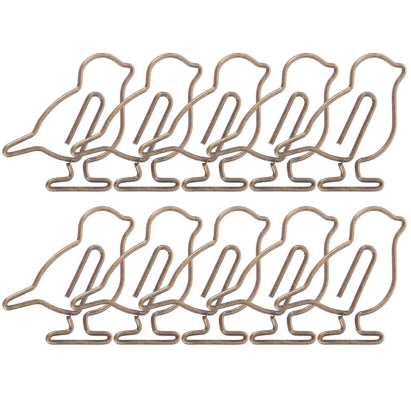 Creative Bird Shaped Metal Paper Clips 20pcs Cute Office Organizer For Notebooks Documents - Image 2