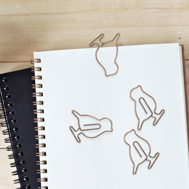 Creative Bird Shaped Metal Paper Clips 20pcs Cute Office Organizer For Notebooks Documents - Image 4
