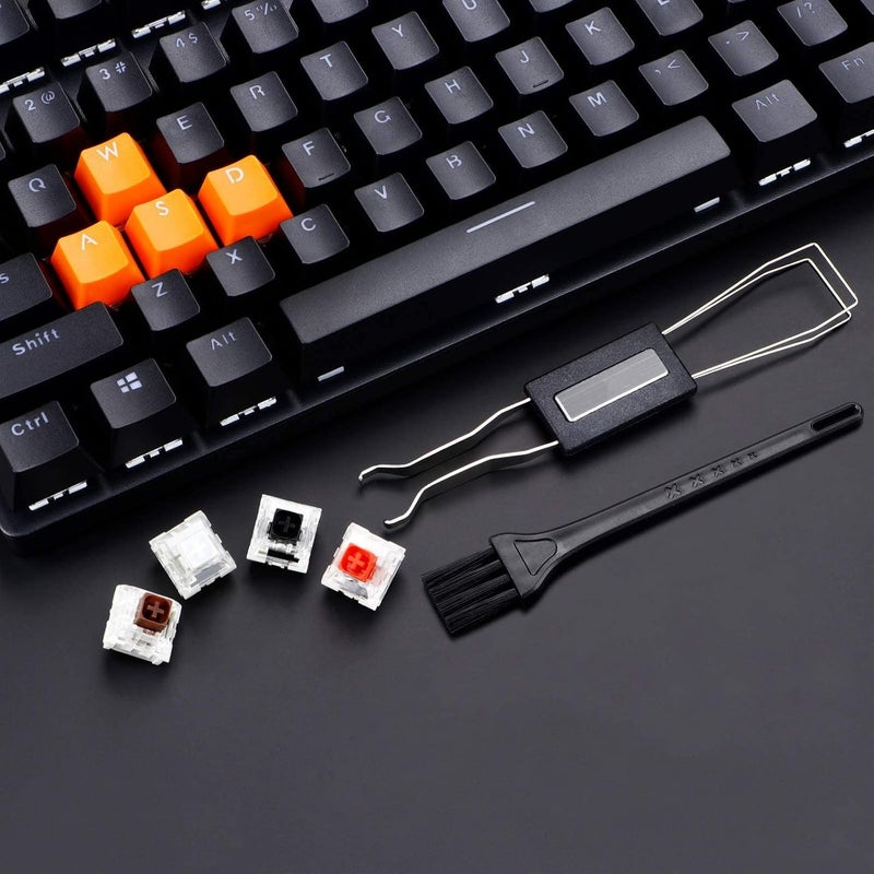 Keycap Puller Switch Puller Stainless Steel Keycap Removal Tool with 2 Pcs Keyboard Cleaning Brush for Mechanical Keyboard - Image 5