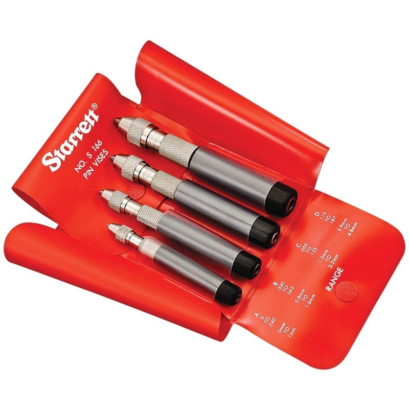 Starrett Pin Vise Set with Insulated Octagonal Handles Smaller Body Diameter and Special Tapered Collet for Maximum Clamping Surface  030187 Range 4Pack  S166Z