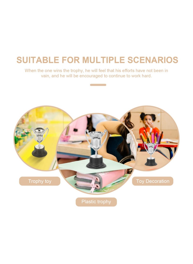 SYOSI 10Pcs Kids Plastic Trophies Reward Trophy Cups Mini Gift Award Toys for Award Ceremony Celebrations Corporate Events Carnival Prize Party Favors Silver - Image 3