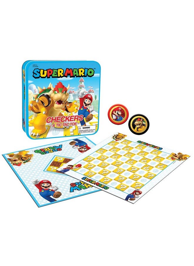 USAopoly - USAOPOLY Super Mario Checkers & Tic-Tac-Toe Collector's Game Set for 2 players | Featuring Mario & Bowser | Collectible Checkers and TicTacToe Perfect for Mario Fans, Model Number: CM005-637-002001-06 - Image 1