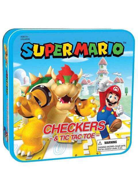 USAOPOLY Super Mario Checkers & Tic-Tac-Toe Collector's Game Set for 2 players | Featuring Mario & Bowser | Collectible Checkers and TicTacToe Perfect for Mario Fans, Model Number: CM005-637-002001-06