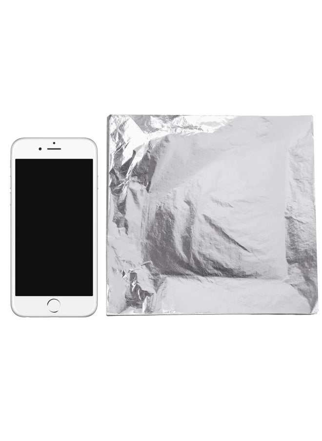 YONGBO Gold Leaf Imitation Silver Gilding 100 Sheets 5.5 X 5.5 Aluminum Leaf Foil For Art Crafts Home Decoration Furniture Painting  - Image 3