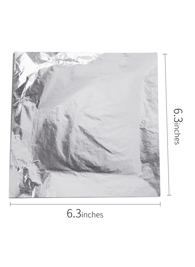 YONGBO Gold Leaf Imitation Silver Gilding 100 Sheets 5.5 X 5.5 Aluminum Leaf Foil For Art Crafts Home Decoration Furniture Painting  - Image 2