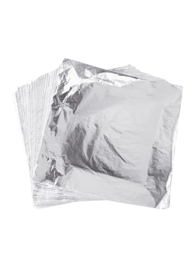 YONGBO Gold Leaf Imitation Silver Gilding 100 Sheets 5.5 X 5.5 Aluminum Leaf Foil For Art Crafts Home Decoration Furniture Painting  - Image 1