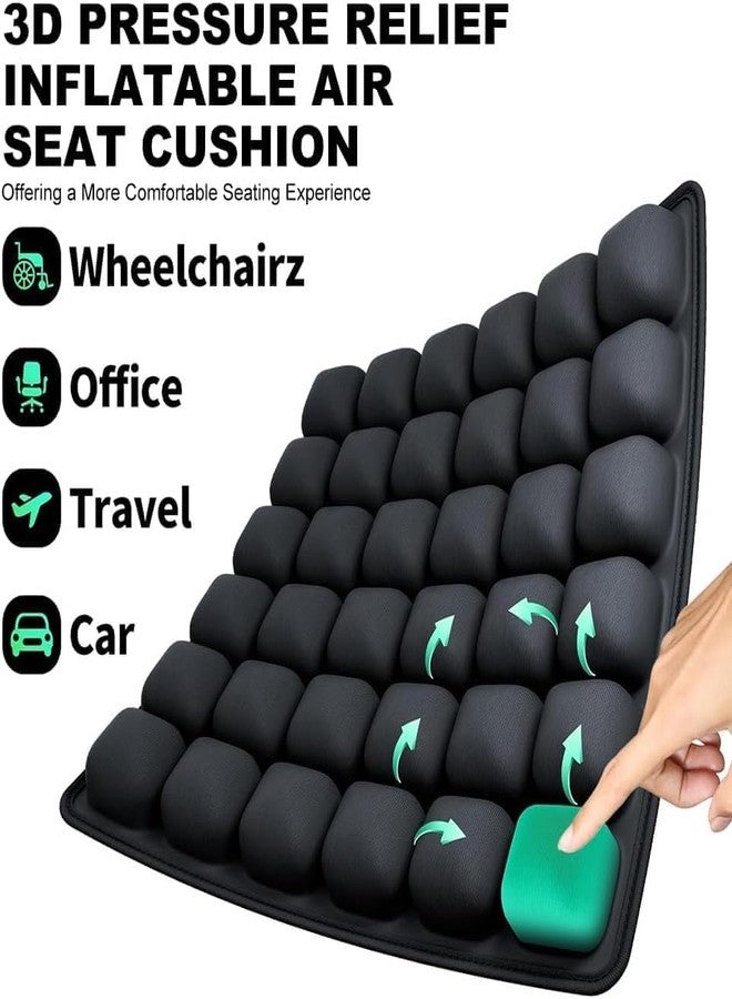 Clefairy Inflatable Air Seat Cushion Car Seat Cushion Portable Breathable Office Chair Wheelchair Pad Camping Seat Mat Orthopedics Pain Pressure Relief Cushion 18 x 16 in Multi - Image 2