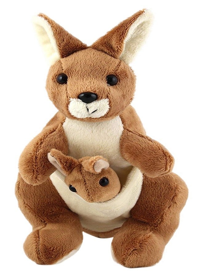 Tickles Kangaroo Mother with Baby Stuffed Soft Plush Toy Kids Birthday (Size: 40 cm Color: Light Brown) - Image 1