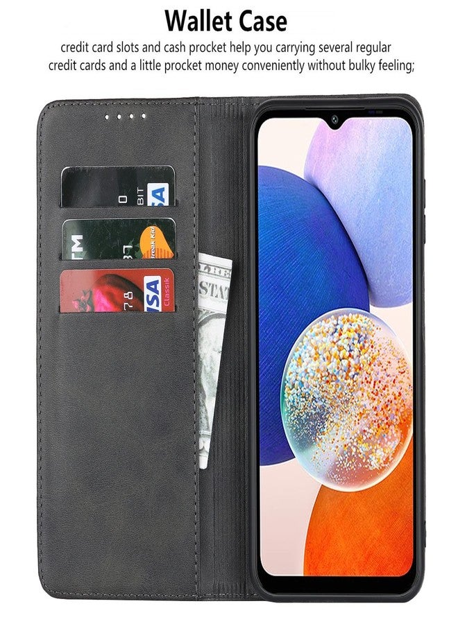 iCoverCase for Samsung Galaxy A14 5G Wallet Case with Card Holder, Magnetic Premium PU Leather Kickstand Feature Card Slots Flip Cover Case (Dark Gray) - Image 3
