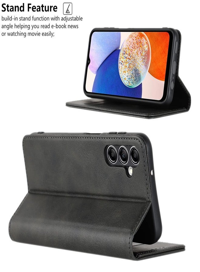 iCoverCase for Samsung Galaxy A14 5G Wallet Case with Card Holder, Magnetic Premium PU Leather Kickstand Feature Card Slots Flip Cover Case (Dark Gray) - Image 4