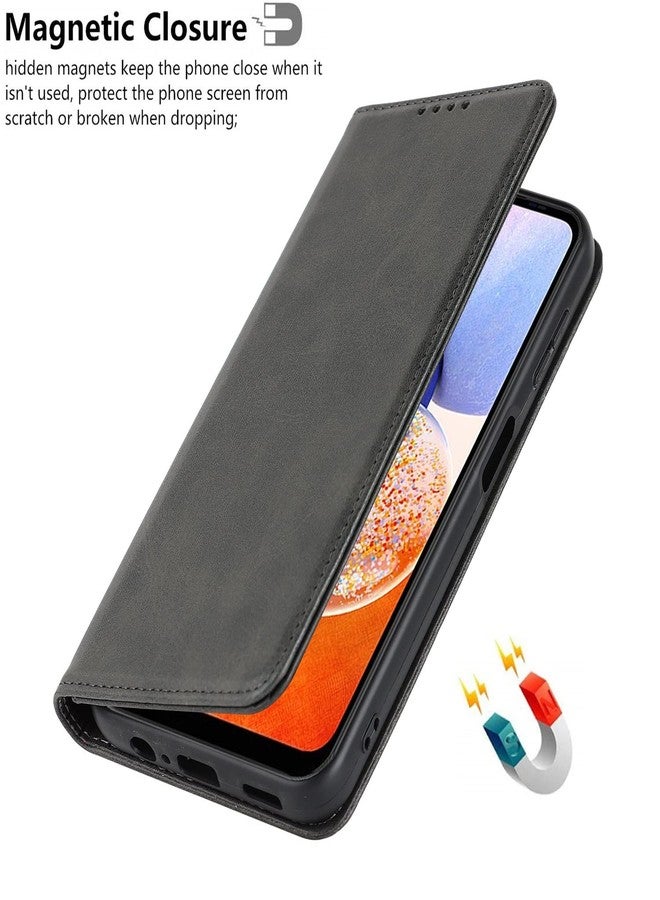 iCoverCase for Samsung Galaxy A14 5G Wallet Case with Card Holder, Magnetic Premium PU Leather Kickstand Feature Card Slots Flip Cover Case (Dark Gray) - Image 5