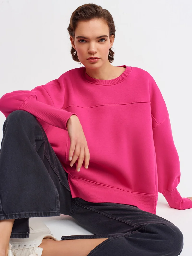 ديلفين 40111 Oversize Sweatshirt-Fuchsia