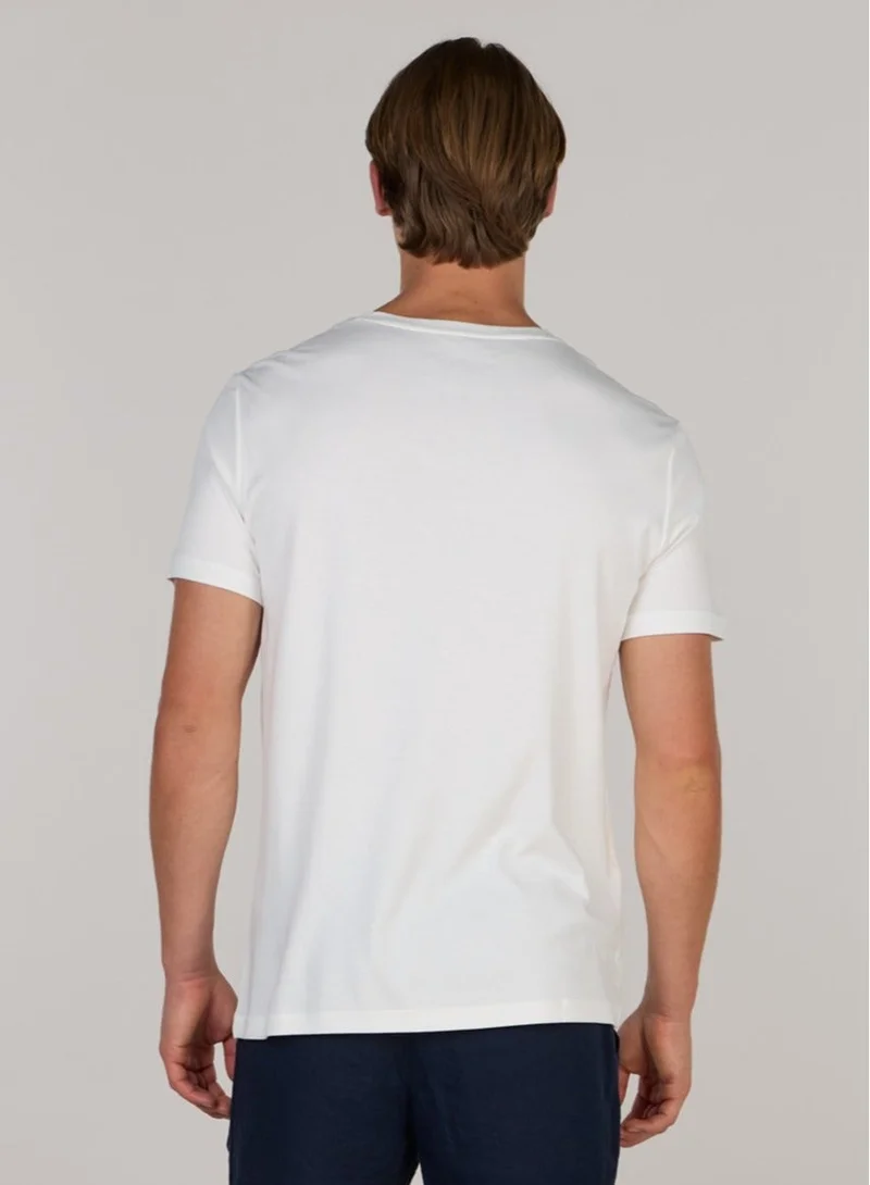 Just Nature Off-White Soft Cotton Premium V-Neck T-Shirt for Men | Best Price UAE