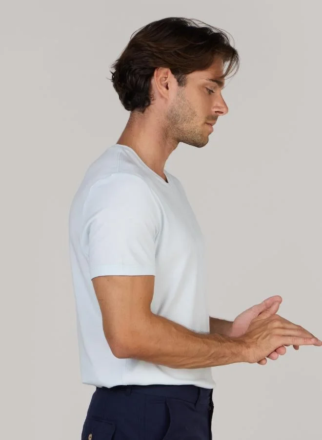 Just Nature Off-White Soft Cotton Premium V-Neck T-Shirt for Men | Best Price UAE