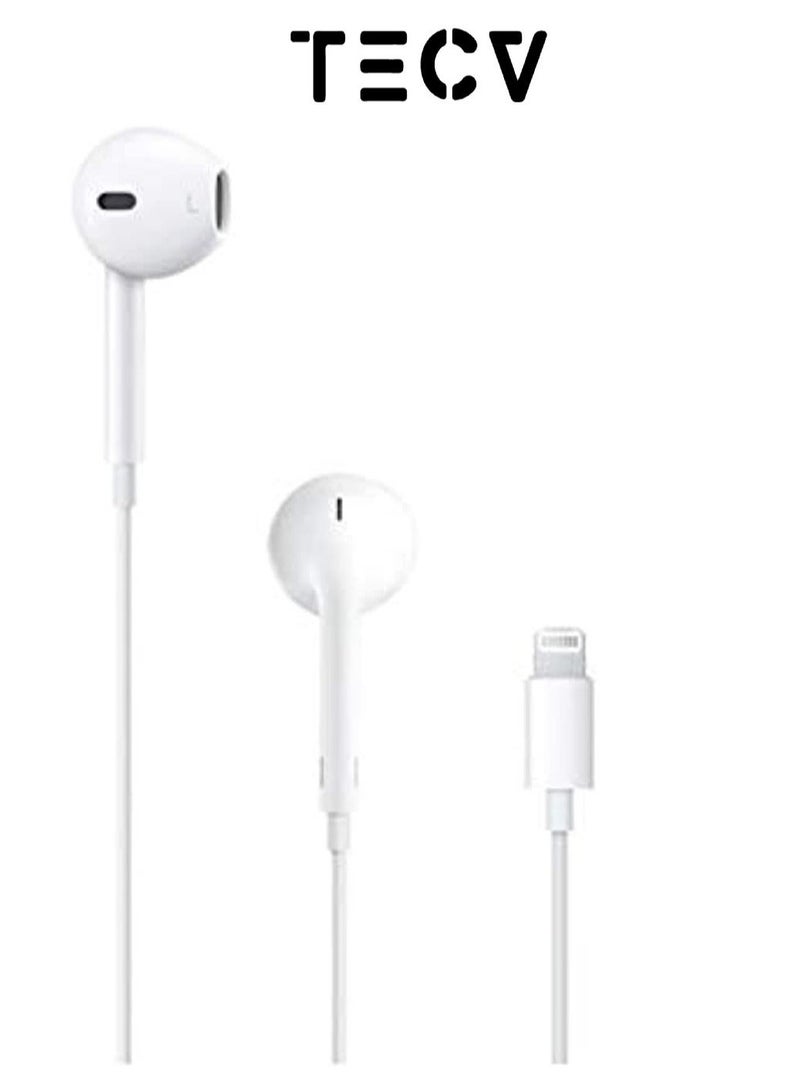 TecV EarBuds With Lightning Connector | iPhone Headphones, [MFI Certified] Earphones Wired Stereo Sound Earbuds with Microphone and Volume Control, Compatible with iPhone 14/13/12/SE/11/XR/XS/X/7/7 Plus/8 - Image 1