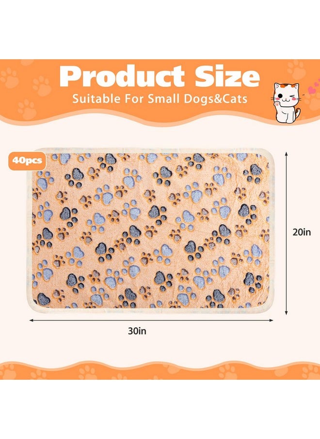 Chumia Chumia 40 Pcs Blankets Soft Fluffy Fleece Washable Pet Dog Sleep mat Paw Print Pattern Fleece Blankets for Pets Throw Warm Bed Mat for Dog Puppy Cat(30 x 20 Inch,Beige, Brown, Pink, Purple)  - Image 2