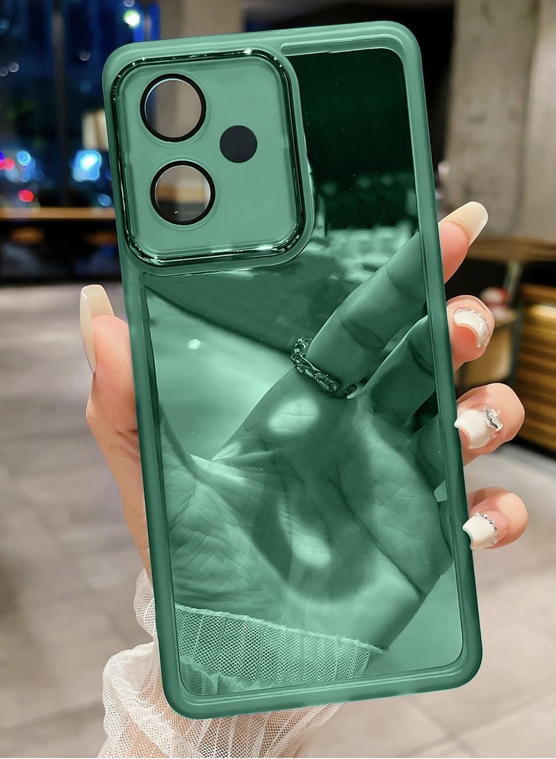 Wtech OPPO A5i 2025 Soft Transparent Camera Lens Protection TPU Silicone Ultra Thin Phone Stylish Electroplated Camera Border Back Case Cover - Dark Green - Image 2