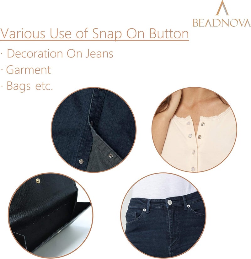 BEADNOVA Snaps Buttons for Sewing Leather Snaps Button Press Sewing Tools Fastener Tools for Clothes 106 Sets 3 Sizes - Image 4