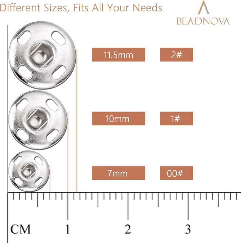 BEADNOVA Snaps Buttons for Sewing Leather Snaps Button Press Sewing Tools Fastener Tools for Clothes 106 Sets 3 Sizes - Image 2