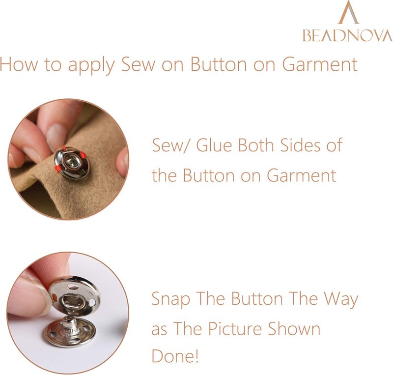 BEADNOVA Snaps Buttons for Sewing Leather Snaps Button Press Sewing Tools Fastener Tools for Clothes 106 Sets 3 Sizes - Image 3
