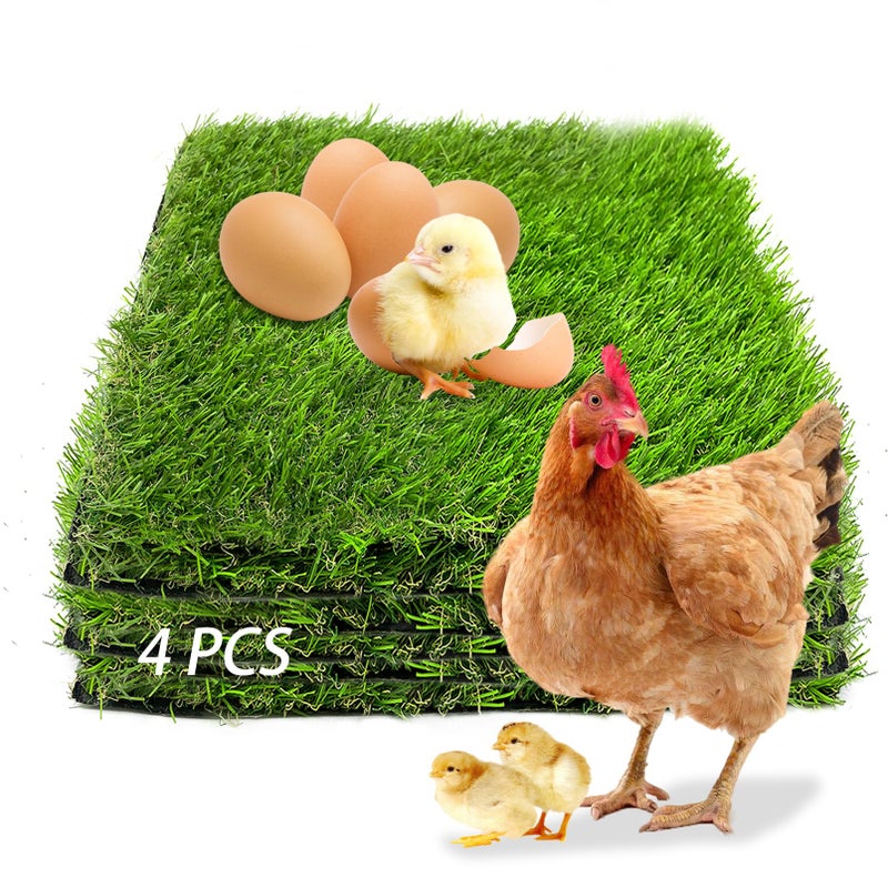 MUYG MUYG 4 Pack Washable Chicken Nesting Pads Artificial Grass Rug Carpet Cuttable Chickens Nest Box Bedding Liners for Hen Coop Egg Duck Chicks Goose 
