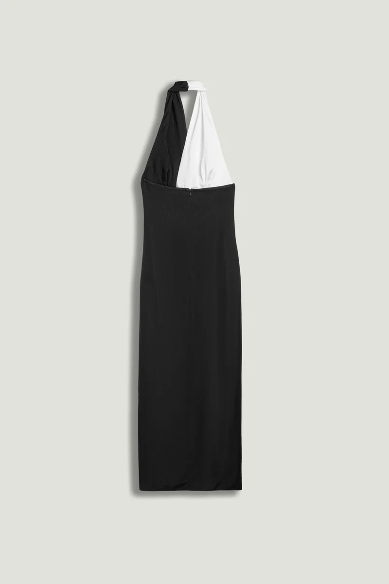 Nocturne  Contrast Draped Halter Maxi Dress for Women | Best Price UAE