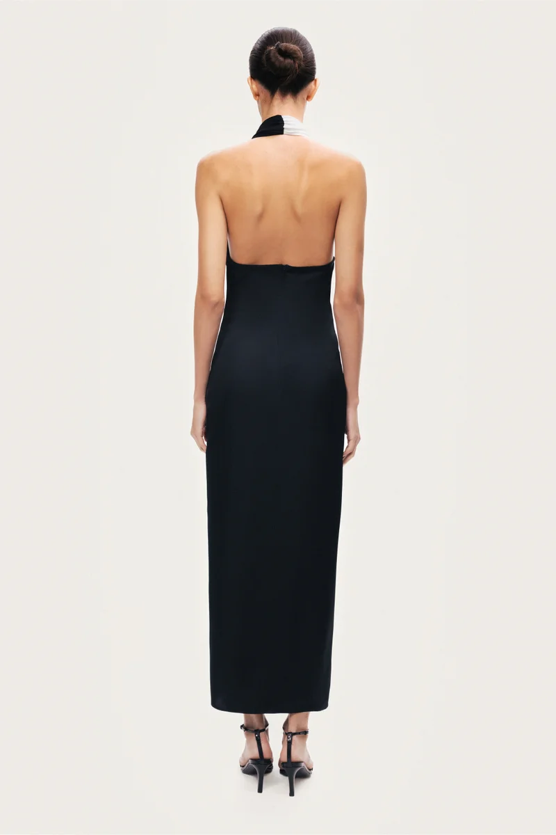 Nocturne  Contrast Draped Halter Maxi Dress for Women | Best Price UAE