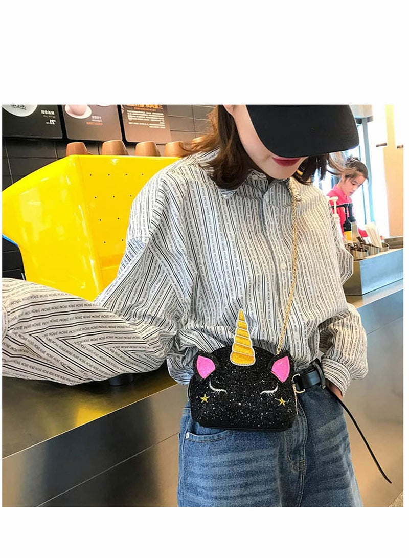 Excefore Women Glitter Sequins Unicorn Crossbody Shoulder Bag Evening Purse Handbag Wrist - Image 3