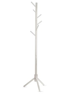 ZOBER High-Grade Wooden Tree Coat Rack Stand, 6 Hooks - Super Easy Assembly NO Tools Required - 3 Adjustable Sizes Free Standing Coat Stand, Hallway Coat Hanger Hat Stand, for Handbag, Clothes & Accessories  - Image 1