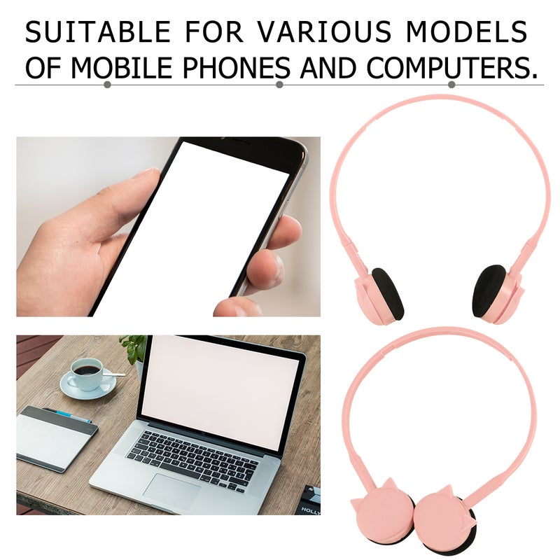 1pc Cat Style Headset With Microphone on Ear Headphone Lightweight Bass Headphopnes for Gilrs (Pink) - Image 4
