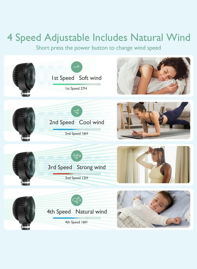 Momcozy Portable Stroller Fan, 27H Ultra-long Battery Life, Detachable 4 Speed 360°Rotate, LED Night Light with 2 Modes, USB Rechargeable and Handheld Cooling Fan for Travel, Car Seat, Bedroom - Image 3