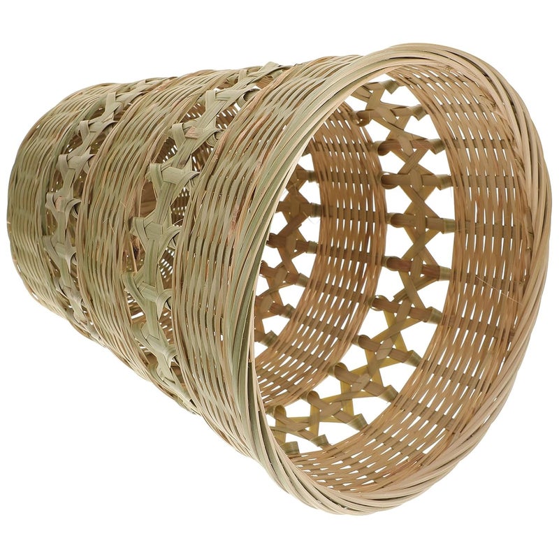 Rustic Style Woven Trash Can, Natural Wastebasket with Handle, Medium Size Rubbish Storage Basket for Home, Bedroom, Kitchen Organization - Image 1