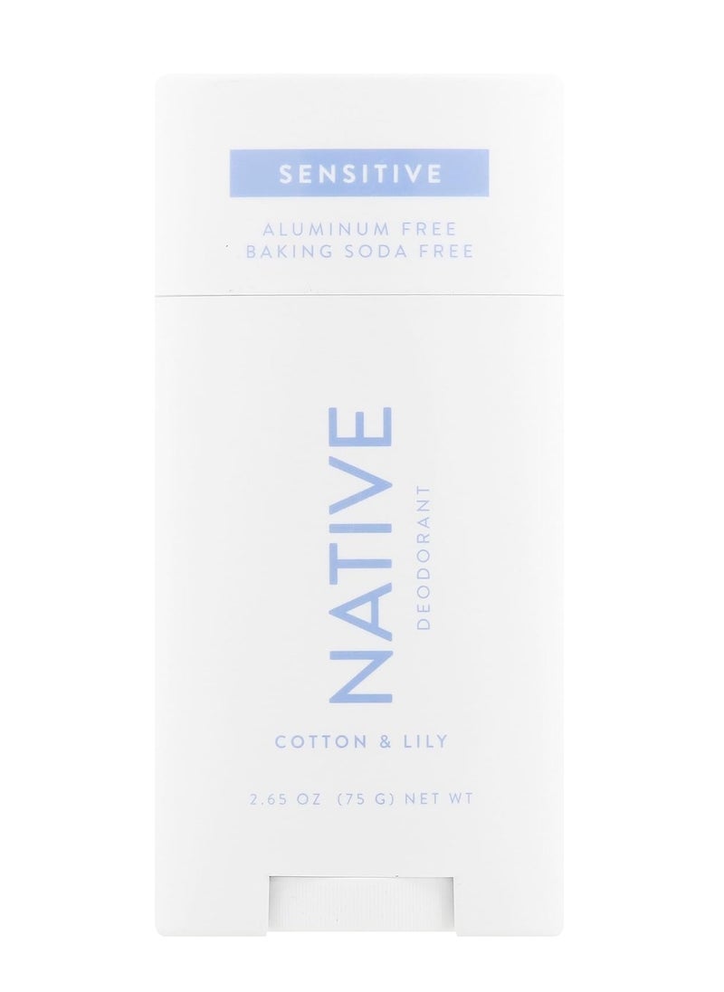native Native Sensitive Deodorant Contains Naturally Derived Ingredients, 72 Hour Odor Control | Deodorant for Women & Men, Aluminum Free with Baking Soda, Coconut Oil and Shea Butter, Cotton & Lily 