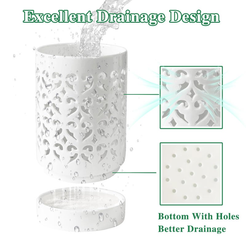 pavtner Orchid Pots with Holes,4 Inch Ceramic Orchid Pot for Repotting, Flower Planter Pot Indoor Outdoor, Breathable Slotted Orchids Planter White - Image 2